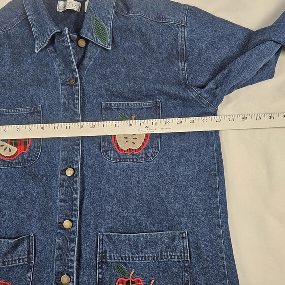 Vtg Mandal Bay Denim Jean Chore Barn Jacket Embroidered Apple Size XL - Picture 4 of 6